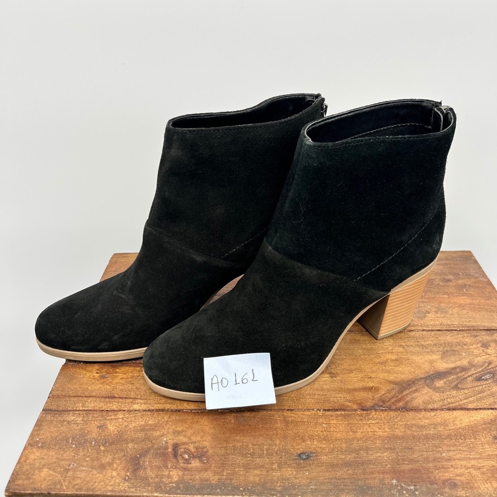 Hush Puppies Womens Black Suede Tassel Back Zip Block‎ Heel Ankle Boots Size 10 - Picture 8 of 8